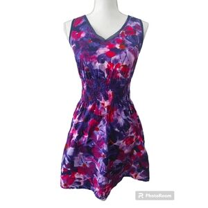 Simply‎ Vera Wang Womens Dress PXS Purple Floral Sleeveless Fit Flare